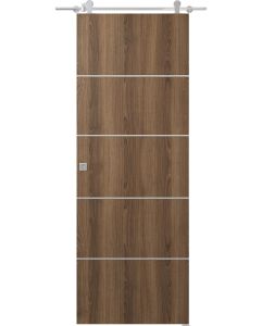 Prefinished Optima 4H Pecan Nutwood Modern Interior Barn Door