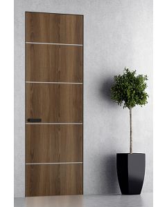 Prefinished Optima 4H Pecan Nutwood Modern Interior Single Door with Invisible Frame