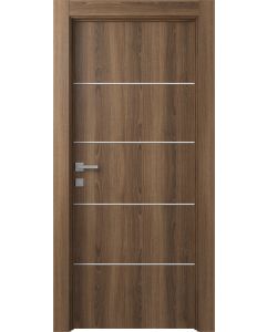 Prefinished Optima 4H Pecan Nutwood Modern Interior Single Door