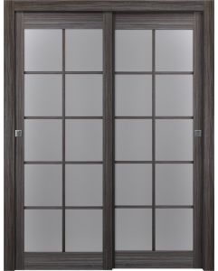 Prefinished Palladio 10 Lite Vetro Gray Oak Modern Interior Bypass Door