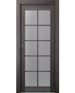 Prefinished Palladio 10 Lite Vetro Gray Oak Modern Interior Single Pocket Door