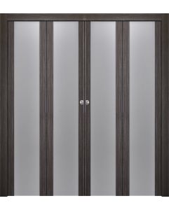 Prefinished Palladio 202 Vetro Gray Oak Modern Interior Bi-Fold 4 Door