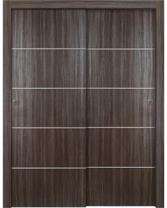 Prefinished Palladio 4H Gray Oak Modern Interior Bypass Door