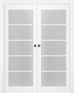 Prefinished Palladio 5 Lite Vetro Bianco Noble Modern Interior Double Pocket Door
