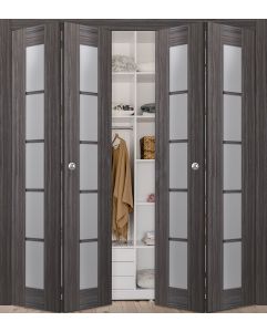 Prefinished Palladio 5 Lite Vetro Gray Oak Modern Interior Bi-Fold 4 Door