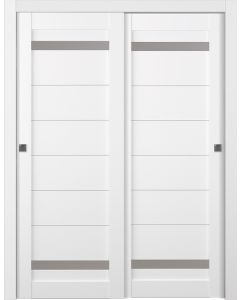 Prefinished Perla Vetro Bianco Noble Modern Interior Bypass Door