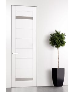 Prefinished Perla Vetro Snow White Modern Interior Single Door with Invisible Frame