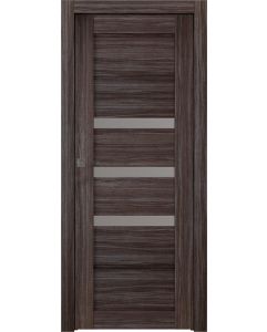 Prefinished Rita Vetro Gray Oak Modern Interior Single Pocket Door