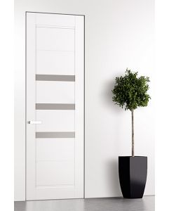 Prefinished Rita Vetro Snow White Modern Interior Single Door with Invisible Frame