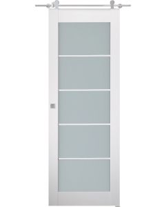 Prefinished Smart Pro 5 Lite Vetro Polar White Modern Interior Barn Door