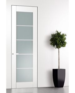 Prefinished Smart Pro 5 Lite Vetro Polar White Modern Interior Single Door with Invisible Frame