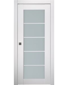 Prefinished Smart Pro 5 Lite Vetro Polar White Modern Interior Single Pocket Door