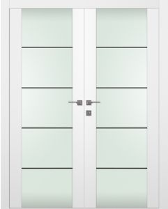Prefinished Smart Pro H3G 4H Black Vetro Polar White Modern Interior Double Door