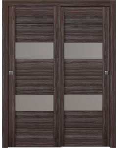 Prefinished Vita Vetro Gray Oak Modern Interior Bypass Door