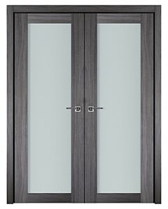 Italia Vetro, Laminated Glass Swiss Elm 1-Lite, Prefinished Interior Double Door