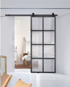 8 Lite Contemporary Metal Single Barn Door