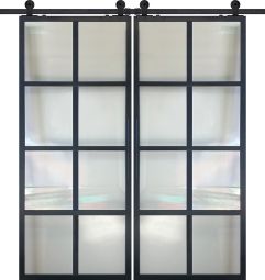 8 Lite Contemporary Metal Double Barn Door