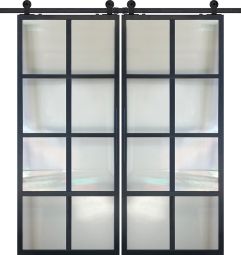 8 Lite Contemporary Metal Double Barn Door