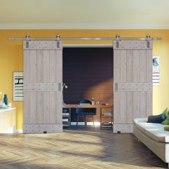 Mid Rail Plank Barn Double Door- Knotty Alder