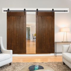 Plank Barn Double Door- Knotty Alder