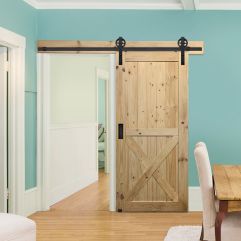 X Two Panel Barn Single Door- Knotty Alder
