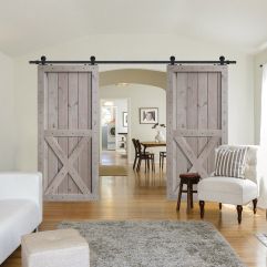 X Two Panel Barn Double Door- Knotty Alder