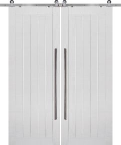 1 Panel Plank MDF Double Barn Door- Design on 2 Side