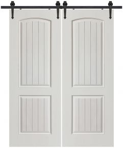 2 Panel V-Groove MDF Double Barn Door- Design on 2 Side