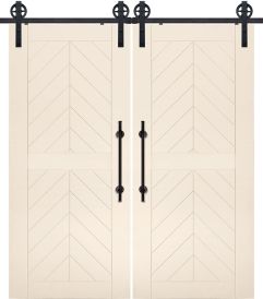 2 Panel Chevron MDF Double Barn Door- Design on 2 Side