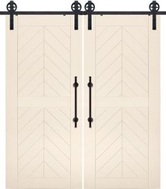 2 Panel Chevron MDF Double Barn Door- Design on 2 Side