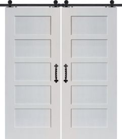 Shaker 5 Panel MDF Double Barn Door- Design on 2 Side