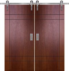 80" Birch Inglewood Solid Contemporary Double Barn Door