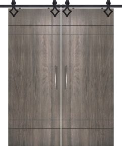 96" Birch Inglewood Solid Contemporary Double Barn Door