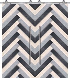 Chevron 2 Rustic Farmhouse Barn Double Door, Pine