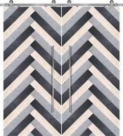 Chevron 2 Rustic Farmhouse Barn Double Door, Pine