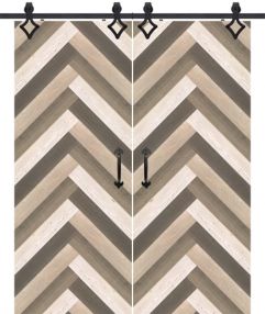 Chevron 3 Rustic Farmhouse Barn Double Door, Pine