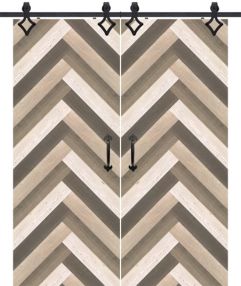 Chevron 3 Rustic Farmhouse Barn Double Door, Pine