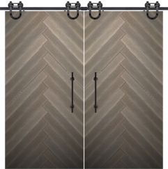 Chevron 4 Rustic Farmhouse Barn Double Door, Pine