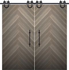 Chevron 4 Rustic Farmhouse Barn Double Door, Pine