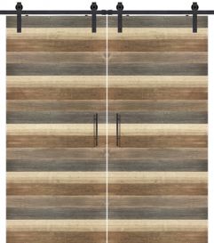 Horizontal 1 Rustic Farmhouse Barn Double Door, Pine