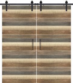 Horizontal 1 Rustic Farmhouse Barn Double Door, Pine