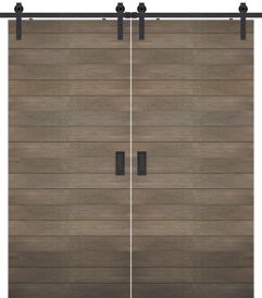Horizontal 4 Rustic Farmhouse Barn Double Door, Pine