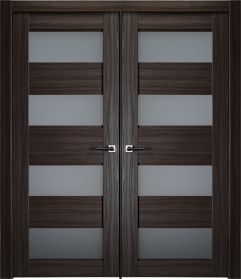 Prefinished Della Vetro Gray Oak Modern Interior Double Door