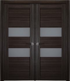 Prefinished Dessa Vetro Gray Oak Modern Interior Double Door