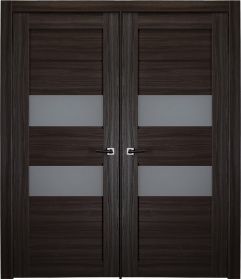 Prefinished Dessa Vetro Gray Oak Modern Interior Double Door