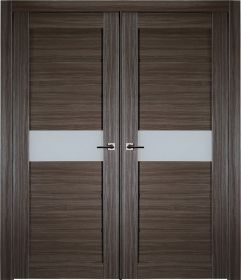 Prefinished Edna Vetro Gray Oak Modern Interior Double Door
