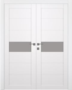 Prefinished Edna Vetro Snow White Modern Interior Double Door