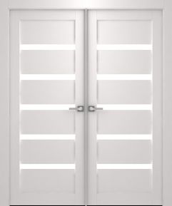 Prefinished Leora Vetro Bianco Noble Modern Interior Double Door