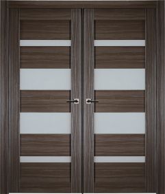 Prefinished Mirella Vetro Gray Oak Modern Interior Double Door