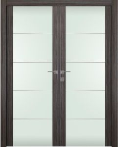 Prefinished Palladio 202 4H Vetro Gray Oak Modern Interior Double Door